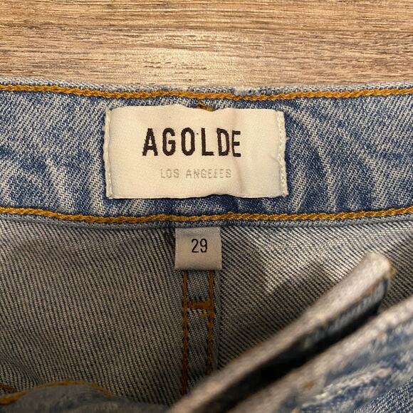 AGOLDE Women's size 29 Riley Button Fly High Rise Straight Fit Distressed Jeans - Picture 3 of 8